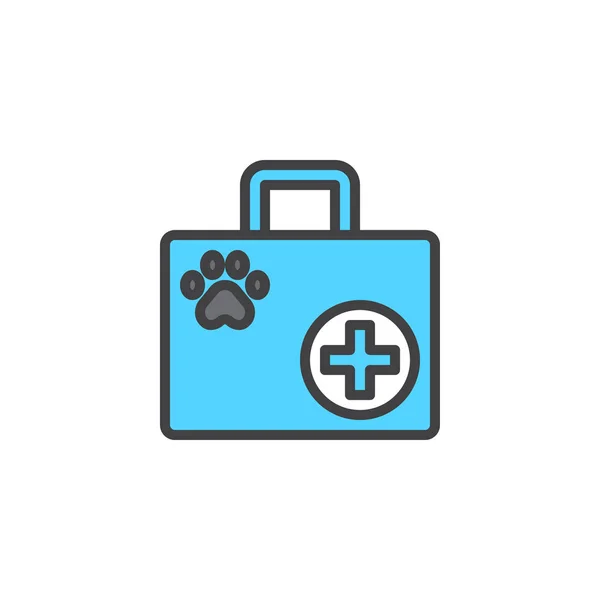 Icono Del Contorno Lleno Primeros Auxilios Para Mascotas Signo Vector — Vector de stock