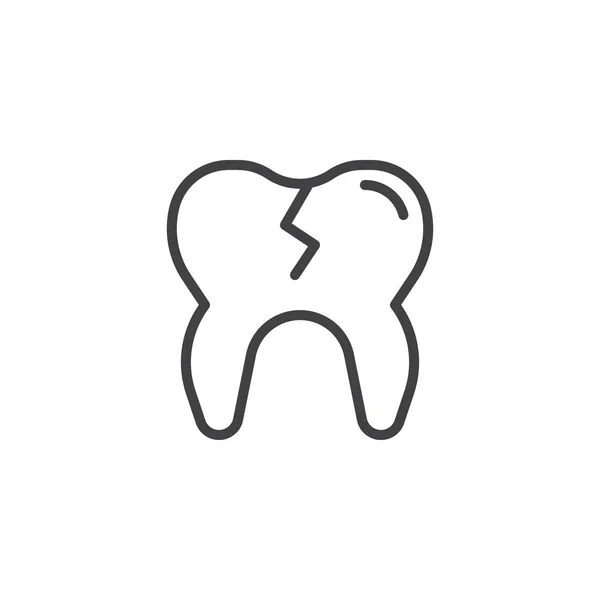 Gebrochenes Zahnliniensymbol Umrissvektorzeichen Lineares Piktogramm Auf Weiß Isoliert Kariessymbol Logoabbildung — Stockvektor