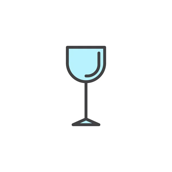 Bicchiere Vino Riempito Icona Contorno Segno Vettoriale Linea Pittogramma Colorato — Vettoriale Stock