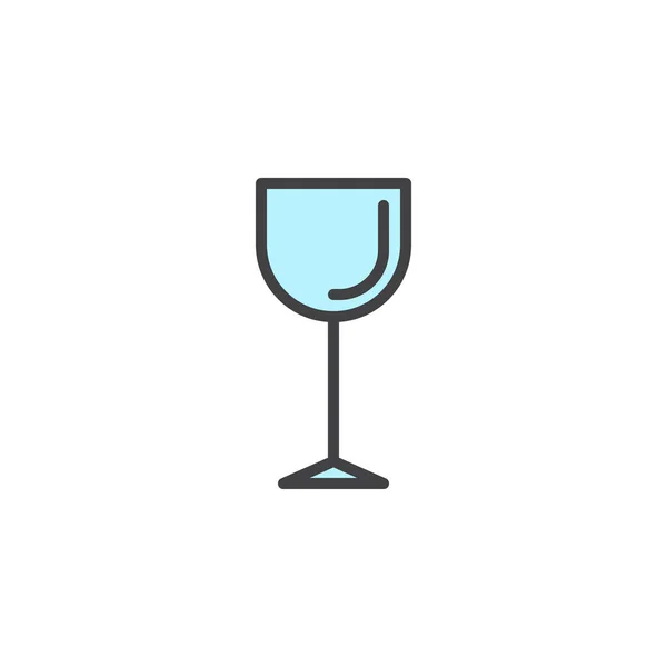 Icono Contorno Lleno Copa Vino Signo Vector Línea Pictograma Lineal — Archivo Imágenes Vectoriales