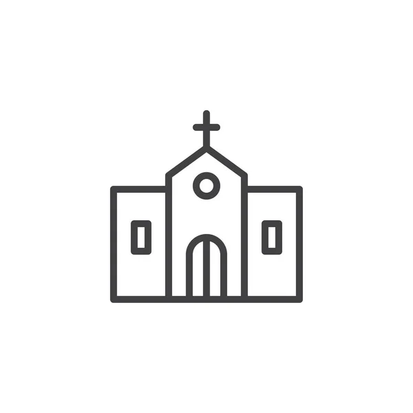 Εκκλησία Κτίριο Εικονίδιο Εξωτερική Γραμμή Περίγραμμα Σημάδι Διάνυσμα Γραμμικό Στυλ — Διανυσματικό Αρχείο