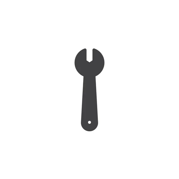 Ngiliz Anahtarı Simgesini Vektör Dolu Düz Işareti Katı Piktogram Beyaz — Stok Vektör