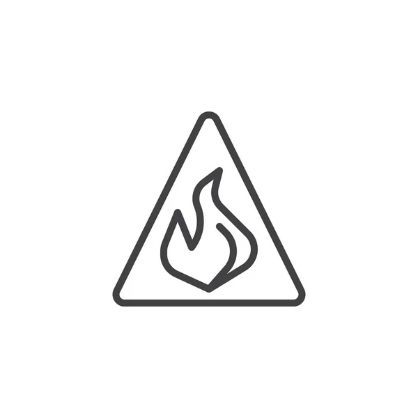Предупреждение Опасность Огня Линии Огня Значок Очертания Векторного Знака Линейный — стоковый вектор