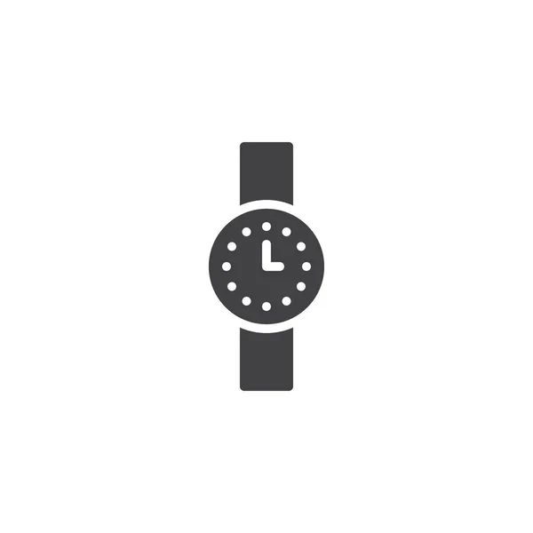 手首の時計アイコンのベクトルはいっぱいフラット記号 白で隔離固体のピクトグラムです 手の時計の記号 ロゴの図 — ストックベクタ