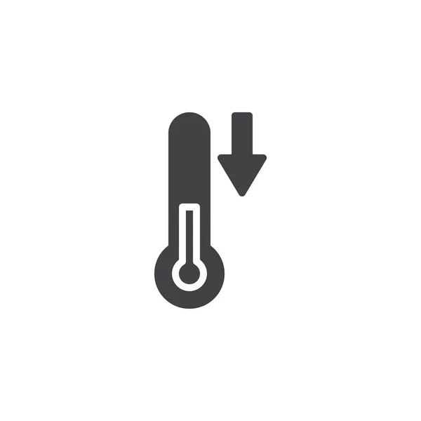 화살표 아이콘 아래로 온도입니다 모바일 디자인에 표시를 가득합니다 온도계 간단한 — 스톡 벡터
