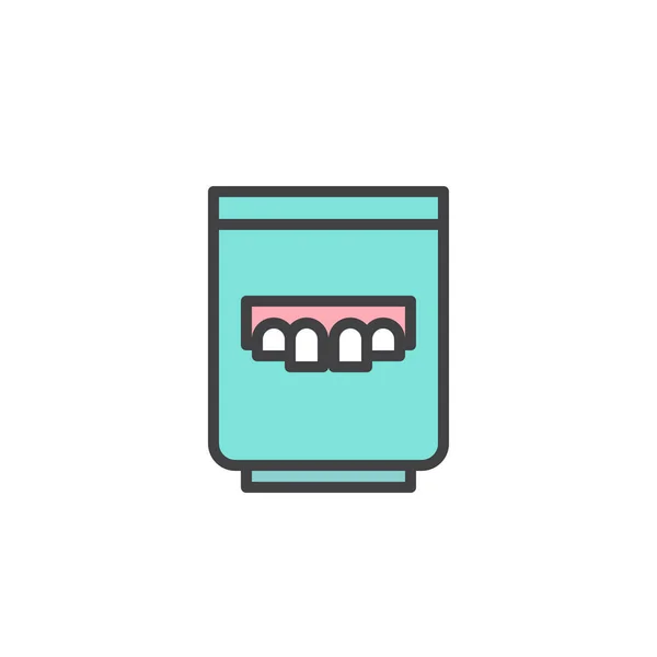 Οδοντοστοιχία Ποτήρι Γεμάτο Εικονίδιο Διάρθρωσης Σημάδι Διάνυσμα Γραμμή Γραμμική Πολύχρωμο — Διανυσματικό Αρχείο