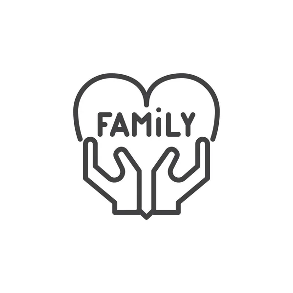 Aile Sevgisi Satırı Simgesi Anahat Vektör Işareti Üzerinde Beyaz Izole — Stok Vektör