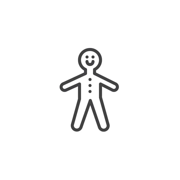 Christmas Gingerbread Man Line Icon Outline Vector Sign Linear Style — Stock Vector