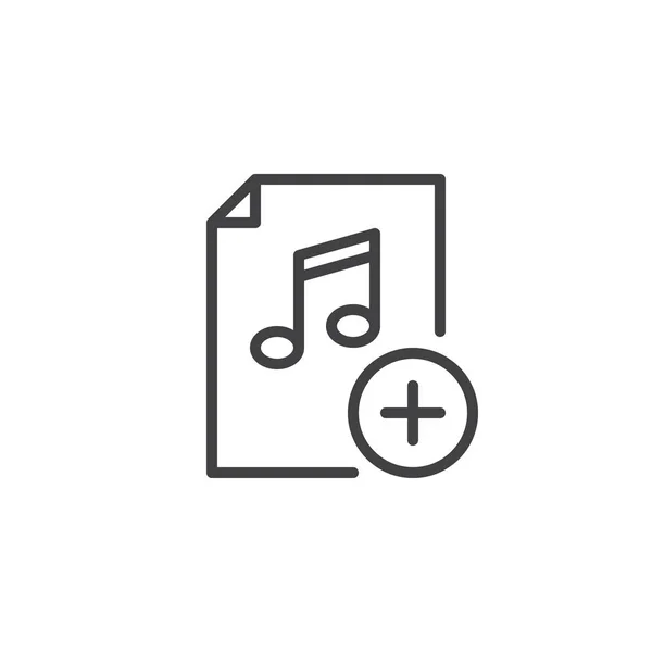 音楽ライン アイコンを追加 ベクトル記号の概要線形スタイル ピクトグラム白で隔離 音符とプラス記号 ロゴの図 編集可能なストローク — ストックベクタ