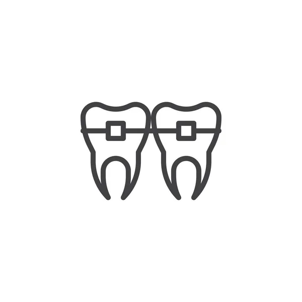 Teeth Brackets Line Icon Outline Vector Sign Linear Style Pictogram — Stock Vector