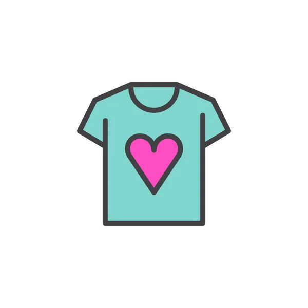 Shirt Heart Filled Outline Icon Line Vector Sign Linear Colorful — Stock Vector