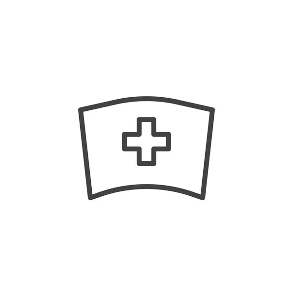 Icono Línea Sombrero Enfermera Médica Signo Vector Contorno Pictograma Estilo — Vector de stock