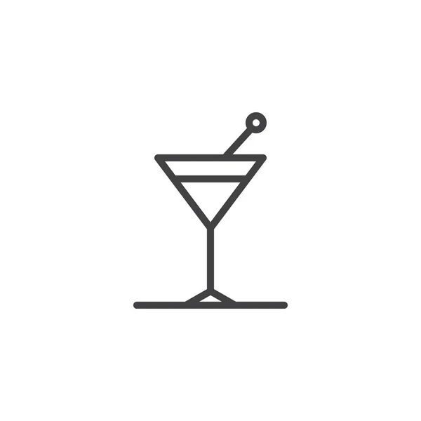 Cocktailglas Liniensymbol Umrissvektorzeichen Lineares Piktogramm Auf Weiß Isoliert Martini Getränk — Stockvektor