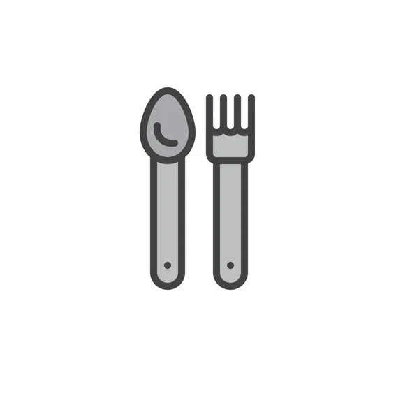 Fork Spoon Filled Outline Icon Line Vector Sign Linear Colorful — Stock Vector