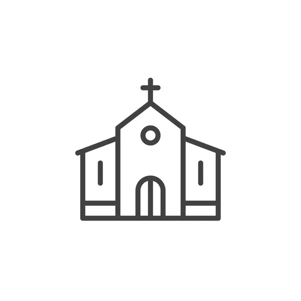 Kilise Satırı Simgesi Bina Anahat Vektör Işareti Doğrusal Stil Piktogram — Stok Vektör