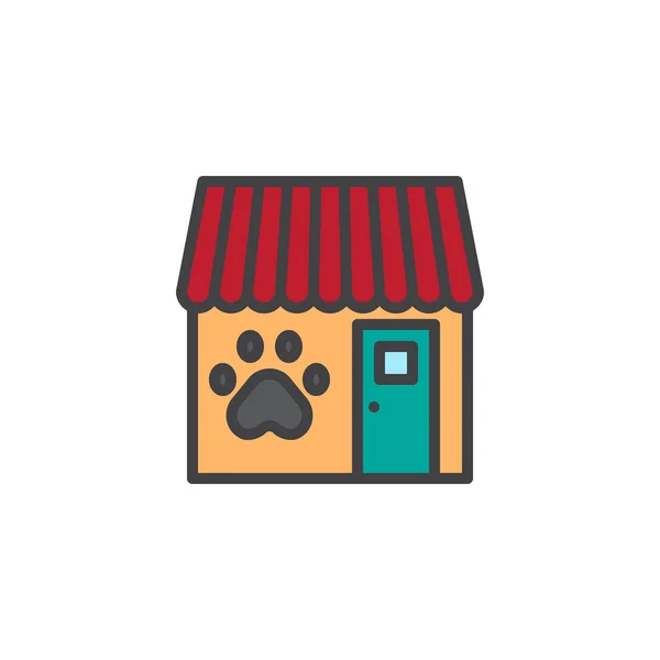 Pet Shop Preenchido Ícone Contorno Sinal Vetor Linha Pictograma Colorido — Vetor de Stock