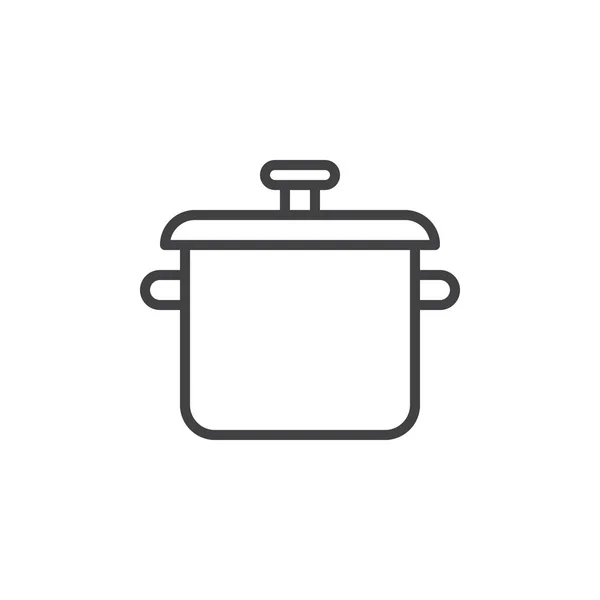 烹饪锅线图标 轮廓矢量符号 线性风格的象形文字隔离在白色 平移符号 徽标插图 可编辑笔画 — 图库矢量图片
