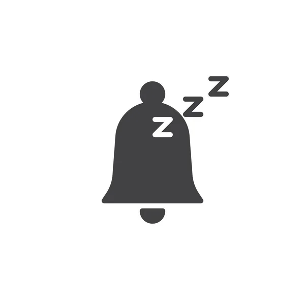睡觉的铃铛图标向量 填充平面标志 在白色查出的固体象形文字 报警打盹符号 徽标插图 — 图库矢量图片