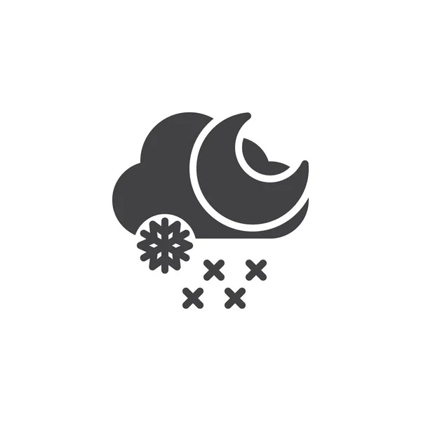 Wolke Mit Schnee Und Mondvektorsymbol Gefüllte Flache Schilder Für Mobiles — Stockvektor