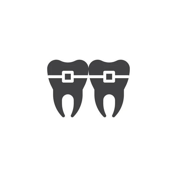 Dientes Con Brackets Vector Icono Lleno Signo Plano Pictograma Sólido — Vector de stock