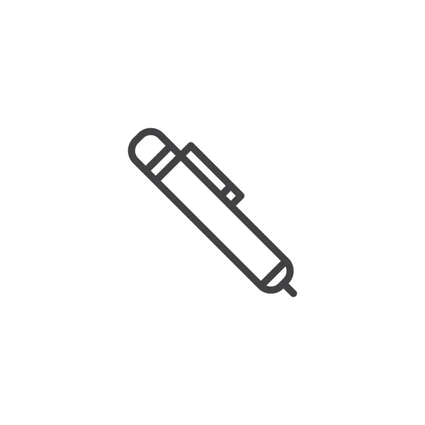 オフィスのペンの線のアイコン アウトライン ベクトル記号 直線的なスタイルのピクトグラムが白で隔離 署名のペンのアイコン ロゴの図 編集可能なストローク — ストックベクタ
