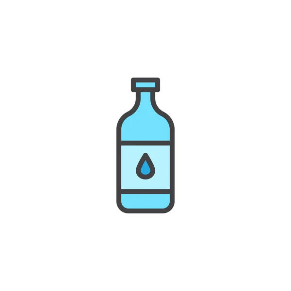 水のボトルは アウトライン アイコン 行ベクトル記号 白で隔離線形のカラフルな絵文字に満ちています シンボル ロゴの図 ピクセル完璧なベクトル グラフィック — ストックベクタ