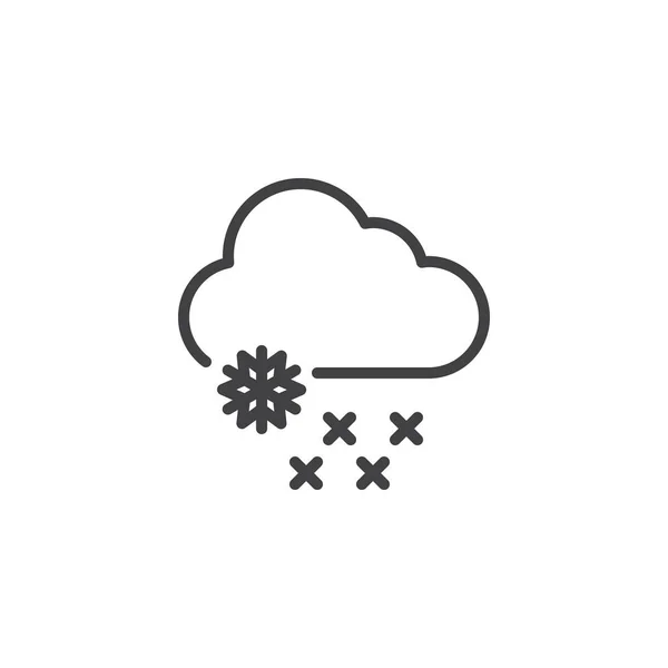 雲と雪のアウトラインのアイコン 携帯電話の概念と Web デザインの直線的なスタイルの標識です 雪のシンプルなラインのベクトルのアイコン 冬のシンボル ロゴの図 ピクセル完璧なベクトル グラフィック — ストックベクタ