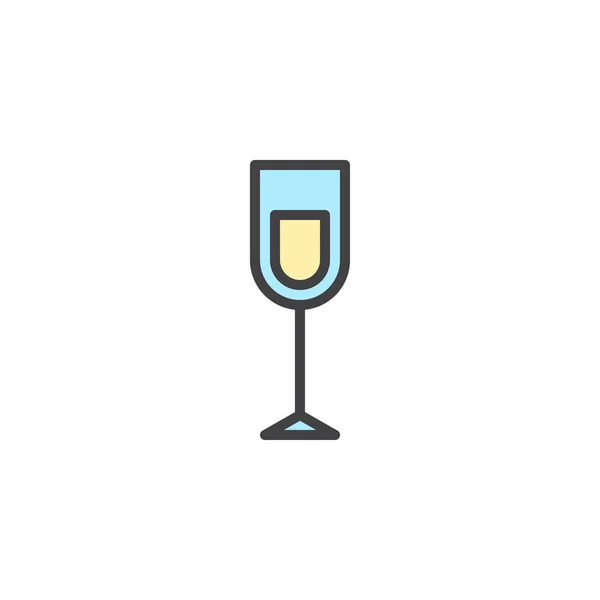 シャンパン グラスには アウトライン アイコン 行ベクトル記号 線形のカラフルなピクトグラムを白で隔離が満ちています シンボル ロゴの図 ピクセル完璧なベクトル グラフィック — ストックベクタ