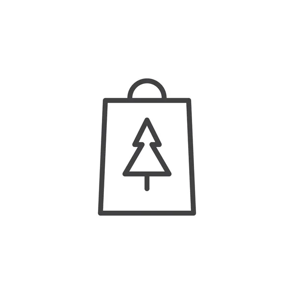 Christmas Shopping Bag Lijn Pictogram Overzicht Vector Teken Lineaire Stijl — Stockvector