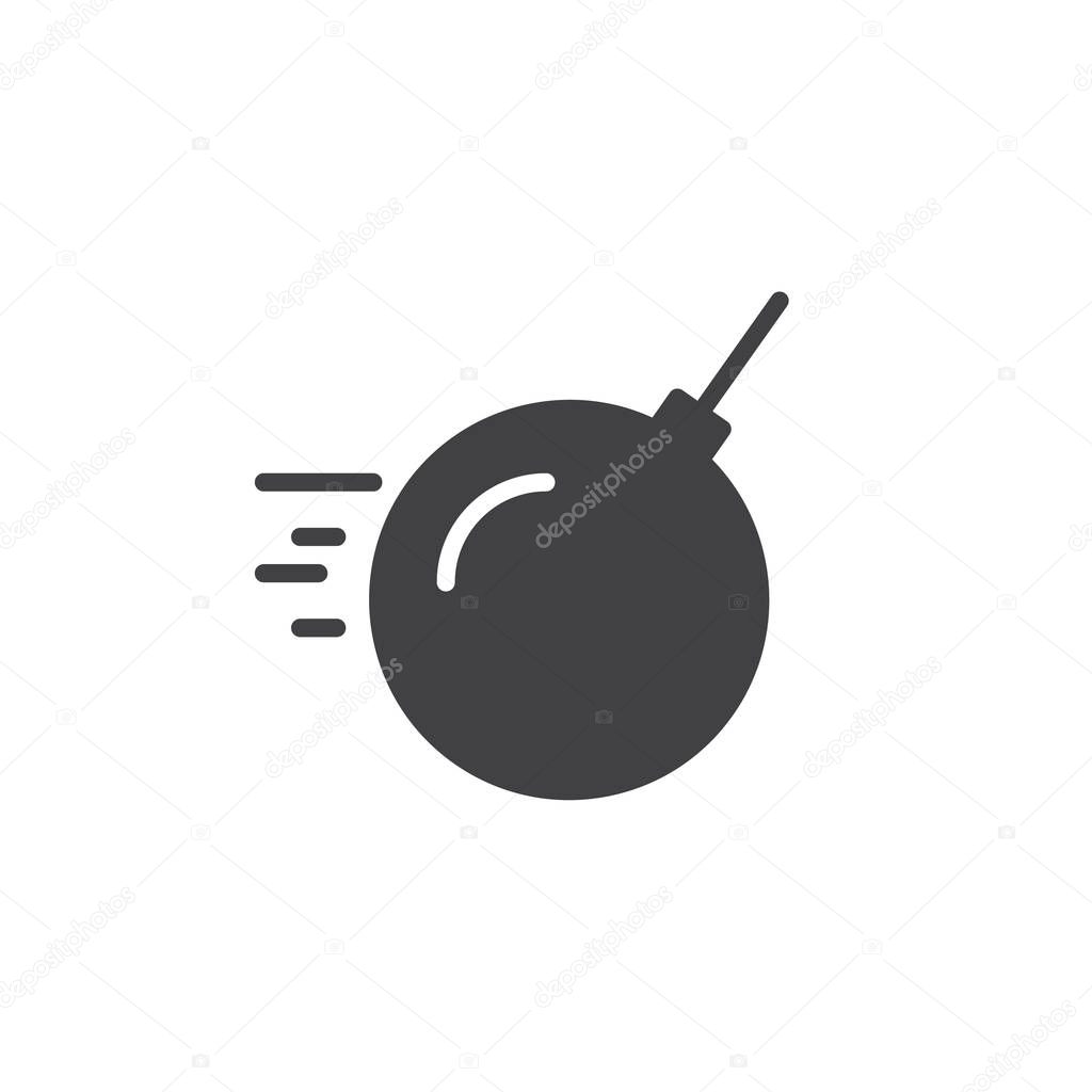 Demolition bomb icon vector, filled flat sign, solid pictogram isolated on white. Wrecking ball Symbol, logo illustration