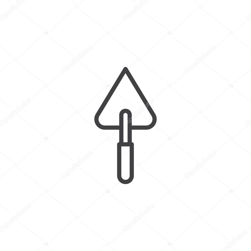 Trowel for brickwork line icon, outline vector sign, linear style pictogram isolated on white. Symbol, logo illustration. Editable stroke
