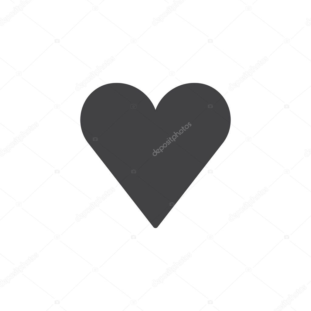 Heart icon vector, filled flat sign, solid pictogram isolated on white. Favorite, love symbol, logo illustration.