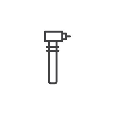 Diş matkap satırı simgesi, Anahat vektör işareti üzerinde beyaz izole doğrusal stil piktogram. Sembol, logo illüstrasyon. Düzenlenebilir kontur