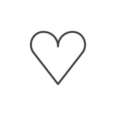 Kalp satırı simgesi, vektör işareti, anahat üzerinde beyaz izole doğrusal stil piktogram. En sevdiğim, aşk sembolü, logo illüstrasyon. Düzenlenebilir kontur