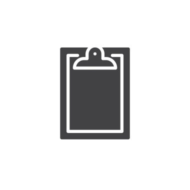 Kağıt Pano simge vektör, dolu düz işareti, üzerinde beyaz izole katı piktogram. Sembol, logo illüstrasyon.