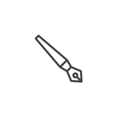 Çeşme mürekkep kalem satırı simgesi, vektör işareti, anahat üzerinde beyaz izole doğrusal stil piktogram. Sembol, logo illüstrasyon. Düzenlenebilir kontur