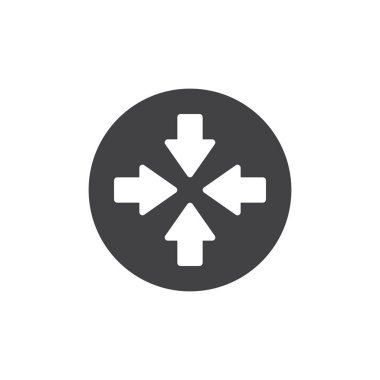 Dört ok simge vektör, düz işareti, üzerinde beyaz izole katı piktogram dolu. Ok sembolü, logo illüstrasyon collide.