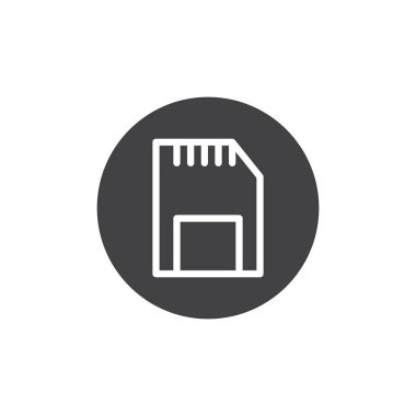 SD bellek kartı simge vektör, düz işareti, üzerinde beyaz izole katı piktogram dolu. Sembol, logo illüstrasyon.