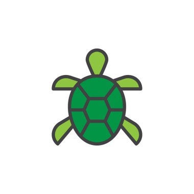 Kaplumbağa doldurulmuş anahat simgesini, çizgi vektör işareti, üzerinde beyaz izole doğrusal renkli sembol. Sembol, logo illüstrasyon. Piksel mükemmel vektör grafikleri