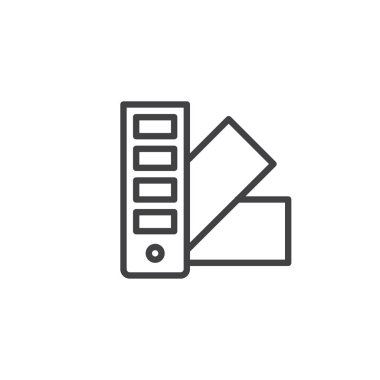 Pantone satırı simgesi, Anahat vektör işareti, üzerinde beyaz izole doğrusal stil piktogram. Renk paleti Kılavuzu sembolü, logo illüstrasyon. Düzenlenebilir kontur