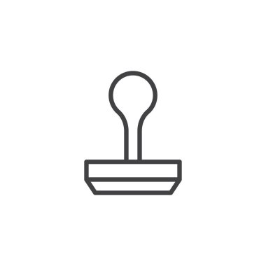 Damga satırı simgesi, vektör işareti, anahat üzerinde beyaz izole doğrusal stil piktogram. Mürekkep pad sembolü, logo illüstrasyon. Düzenlenebilir kontur