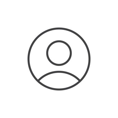 Kullanıcı kişi satırı simgesi, Anahat vektör işareti üzerinde beyaz izole doğrusal stil piktogram. Kişi profil daire avatar sembolü, logo illüstrasyon. Düzenlenebilir kontur