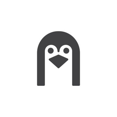 Penguen baş simge vektör, düz işareti, üzerinde beyaz izole katı piktogram dolu. Sembol, logo illüstrasyon.