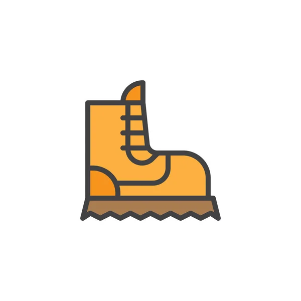 Camping Bota Llena Icono Del Contorno Signo Vector Línea Pictograma — Archivo Imágenes Vectoriales