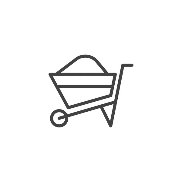 Wheelbarrow Icono Línea Completa Signo Vector Contorno Pictograma Estilo Lineal — Vector de stock