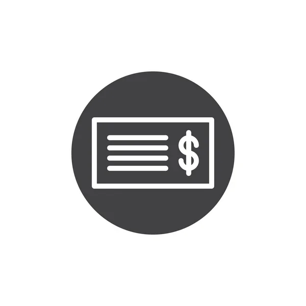 ドル小切手のアイコン ベクトルはいっぱいフラット記号 白で隔離固体のピクトグラムです シンボル ロゴの図 — ストックベクタ