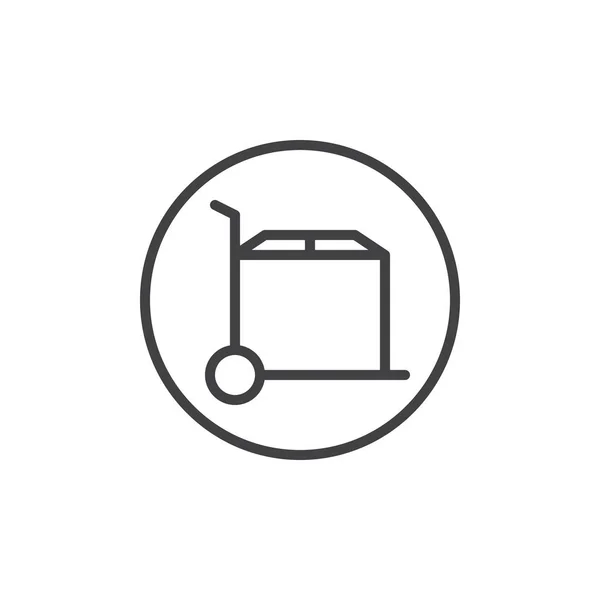 Paketzustellwagen Liniensymbol Umrissvektorzeichen Lineares Piktogramm Auf Weiß Isoliert Lkw Mit — Stockvektor