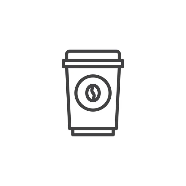 Papírový Šálek Kávy Řádku Ikonu Načrtnout Vektor Znamení Lineární Styl — Stockový vektor