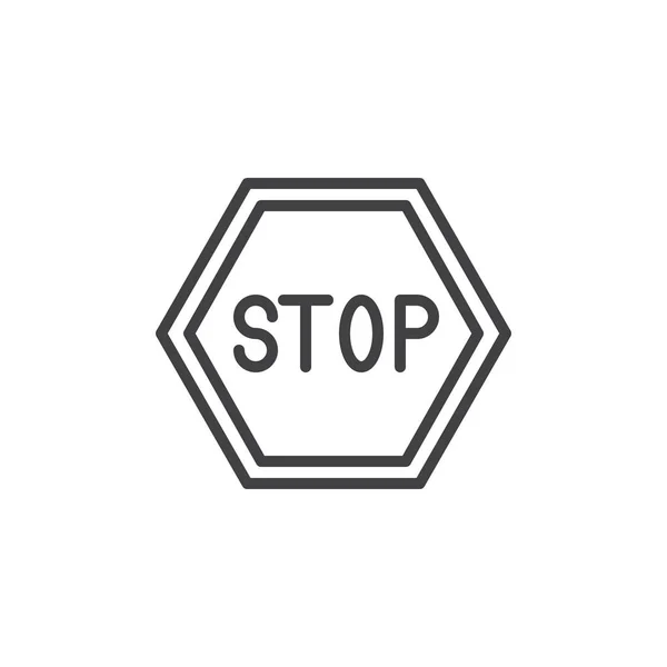 Icona Della Linea Stradale Stop Segno Vettoriale Contorno Pittogramma Stile — Vettoriale Stock