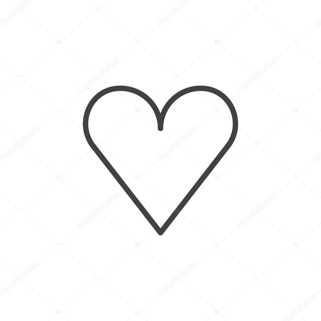 Heart line icon, outline vector sign, linear style pictogram isolated on white. Favorite, love symbol, logo illustration. Editable stroke